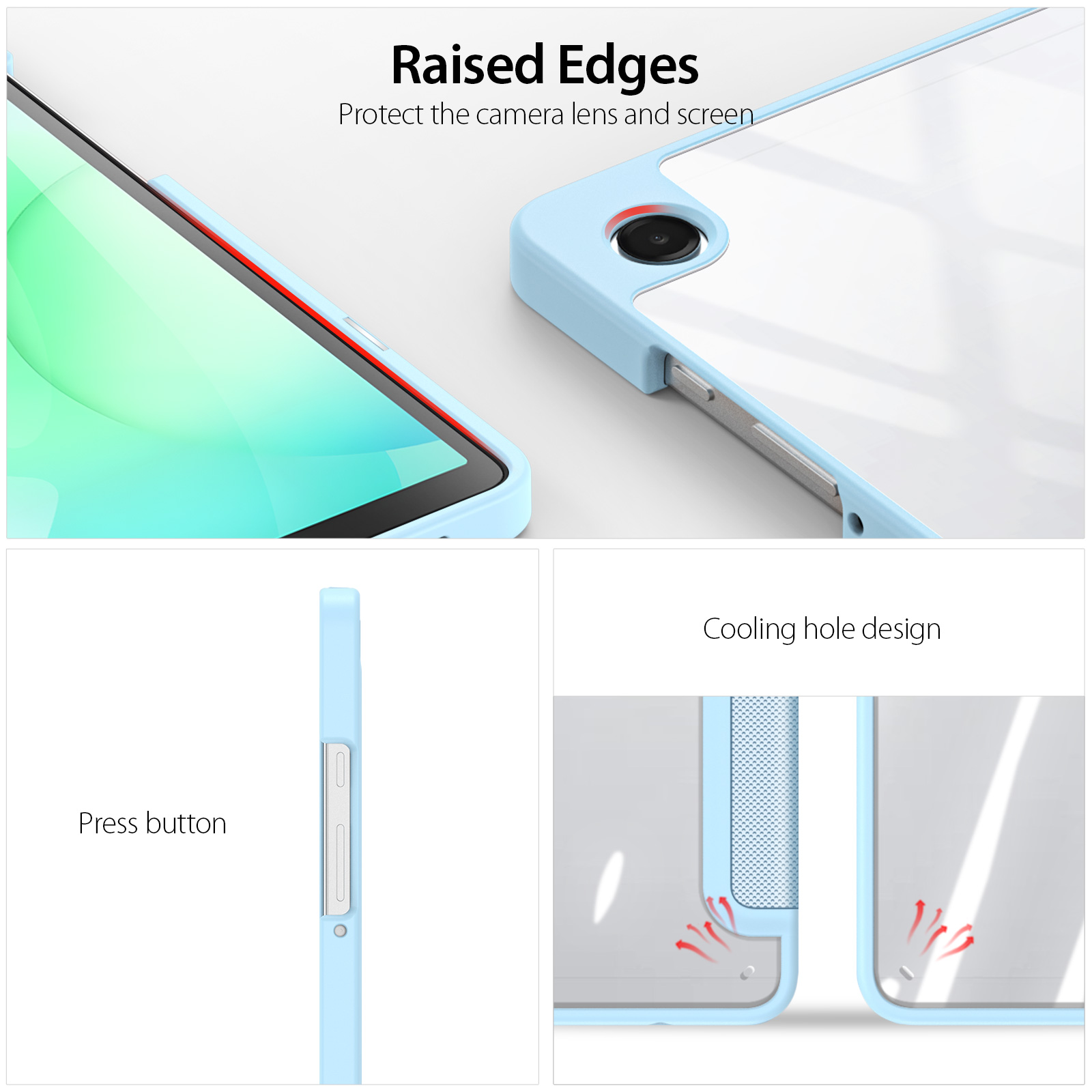 Samsung Galaxy Tab A11/Tab A9 DUX DUCIS TOBY Series Tri-fold Stand PU Leather Cover - Blue - Image 6