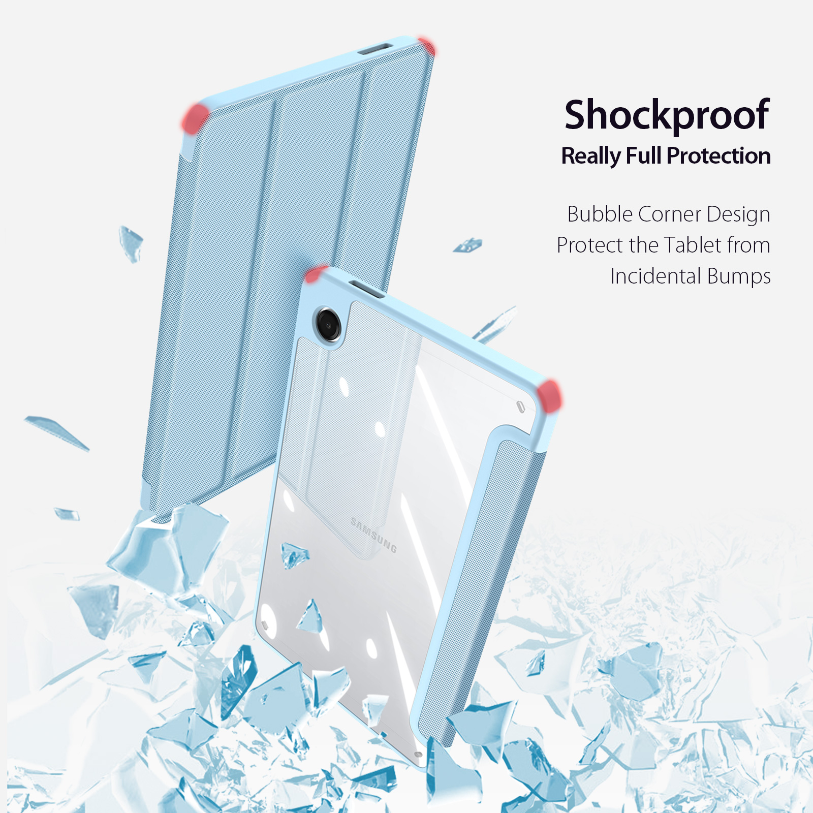 Samsung Galaxy Tab A11/Tab A9 DUX DUCIS TOBY Series Tri-fold Stand PU Leather Cover - Blue - Image 3