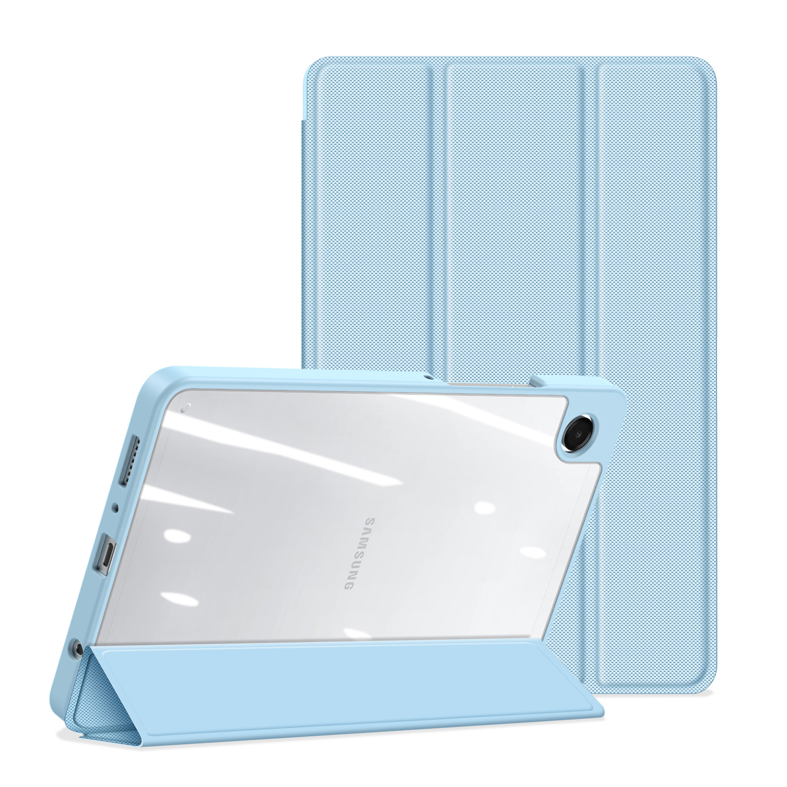 Samsung Galaxy Tab A11/Tab A9 DUX DUCIS TOBY Series Tri-fold Stand PU Leather Cover - Blue - Image 2