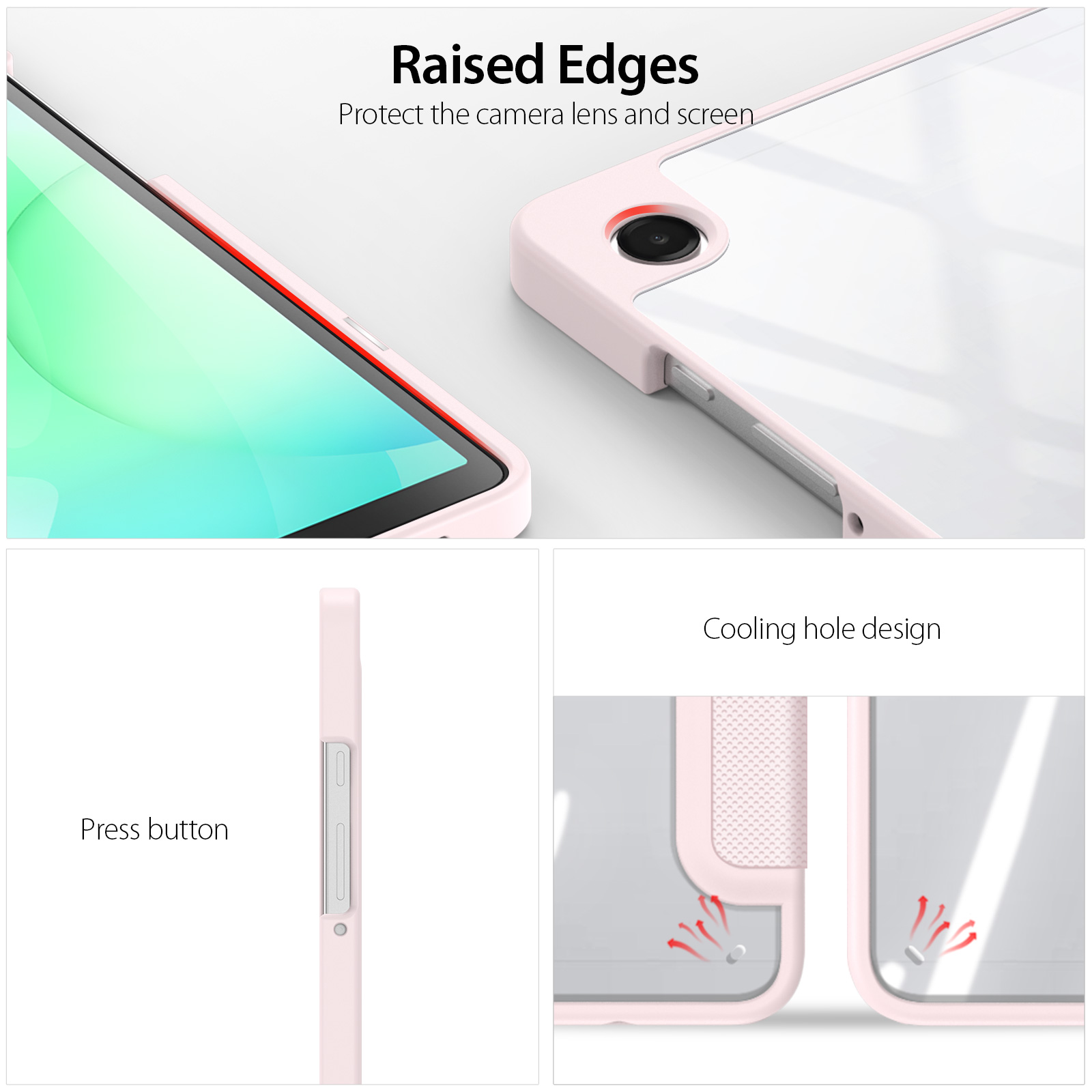 Samsung Galaxy Tab A11/Tab A9 DUX DUCIS TOBY Series Tri-fold Stand PU Leather Cover - Pink - Image 6