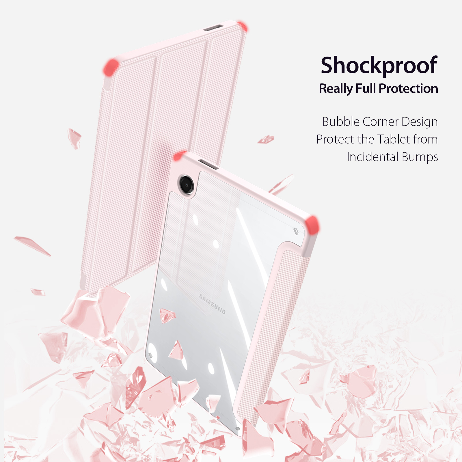 Samsung Galaxy Tab A11/Tab A9 DUX DUCIS TOBY Series Tri-fold Stand PU Leather Cover - Pink - Image 3