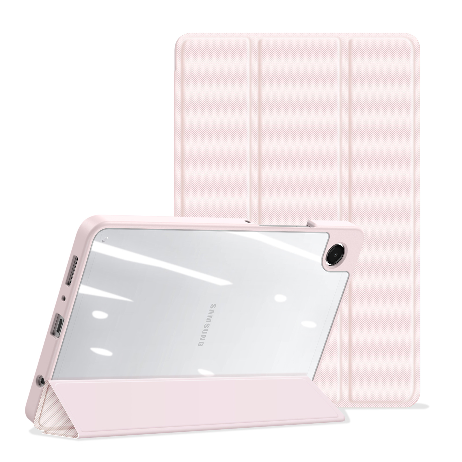 Samsung Galaxy Tab A11/Tab A9 DUX DUCIS TOBY Series Tri-fold Stand PU Leather Cover - Pink - Image 2