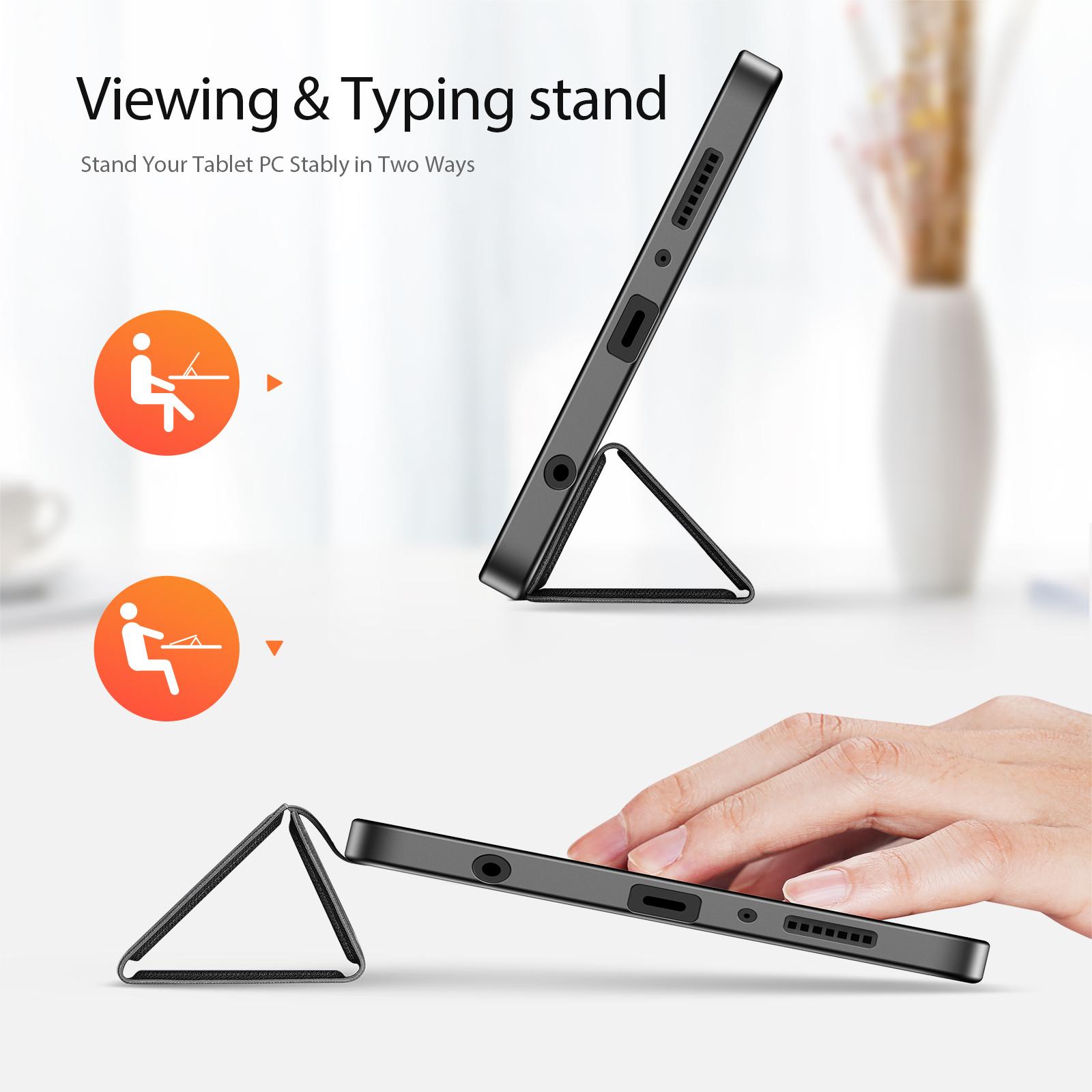Samsung Galaxy Tab A11/Tab A9 DUX DUCIS Domo Series Tri-fold Stand PU Leather Cover - Black - Image 8
