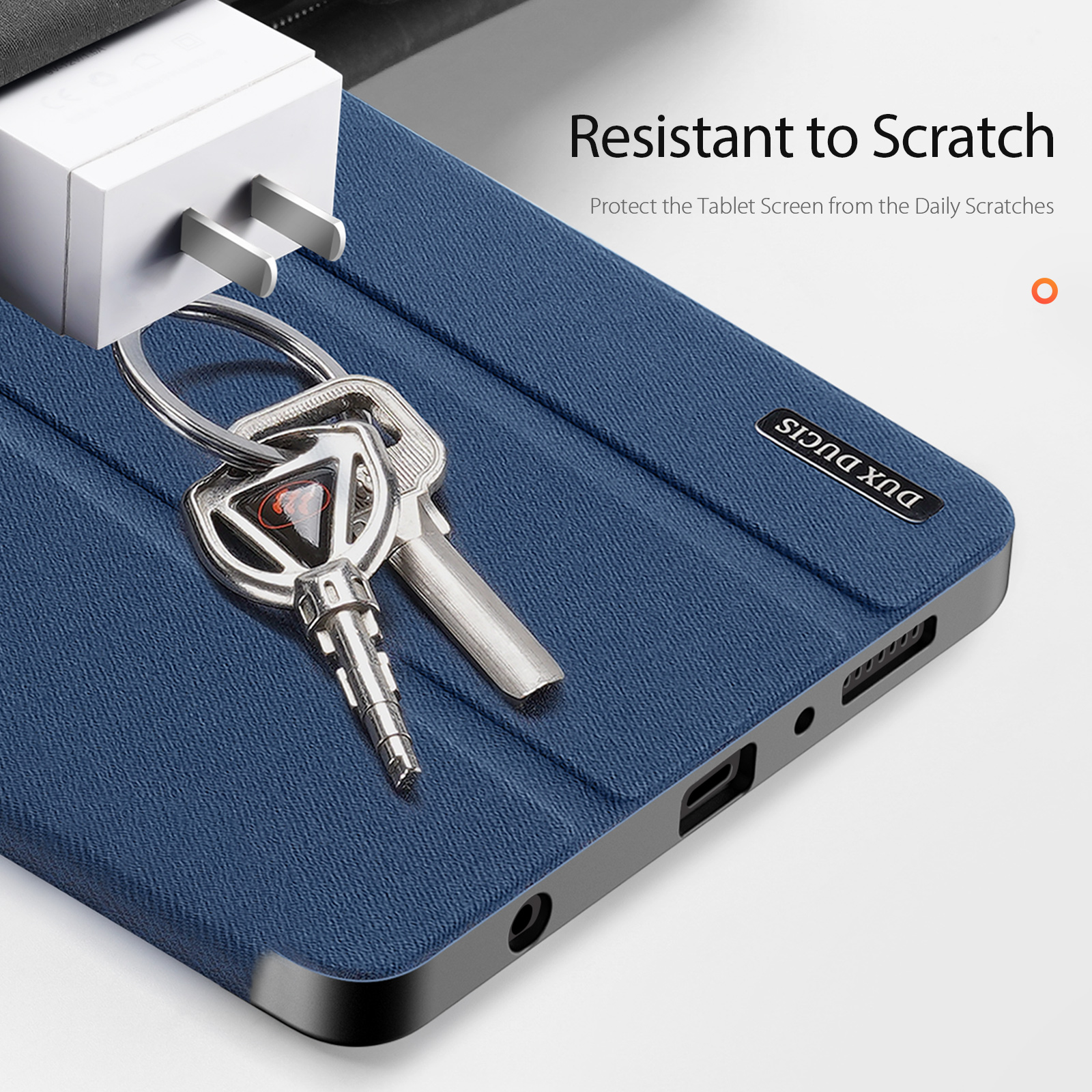 Samsung Galaxy Tab A11/Tab A9 DUX DUCIS Domo Series Tri-fold Stand PU Leather Cover - Blue - Image 7