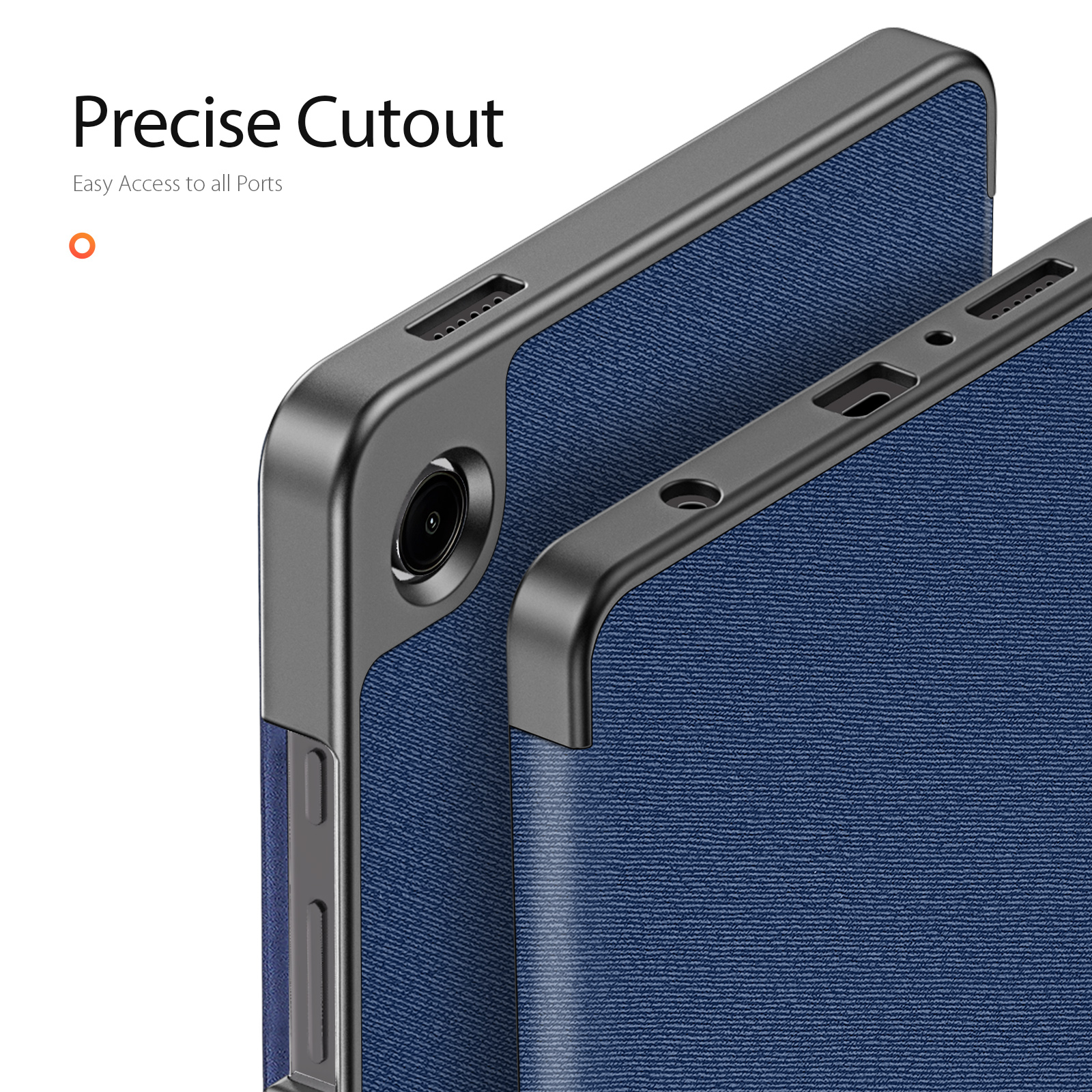 Samsung Galaxy Tab A11/Tab A9 DUX DUCIS Domo Series Tri-fold Stand PU Leather Cover - Blue - Image 6