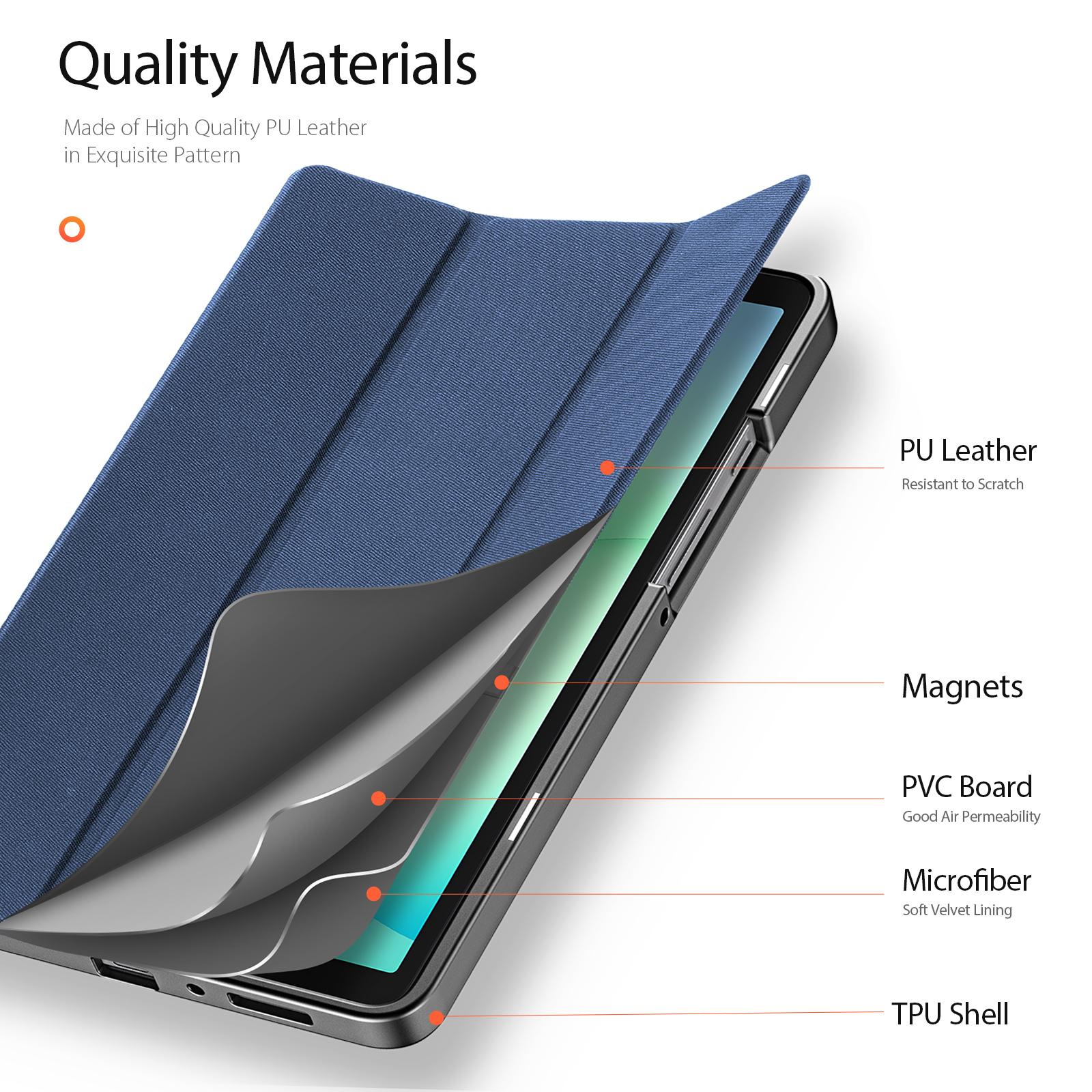 Samsung Galaxy Tab A11/Tab A9 DUX DUCIS Domo Series Tri-fold Stand PU Leather Cover - Blue - Image 5