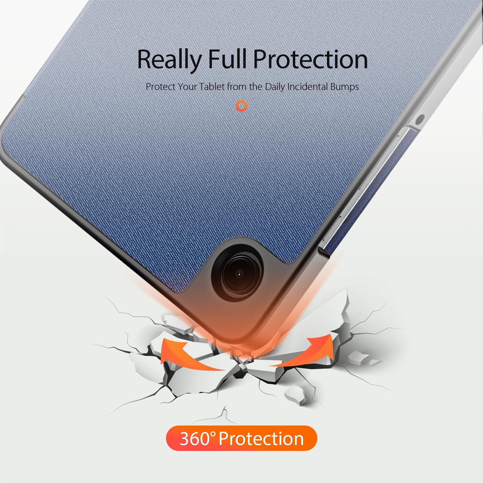 Samsung Galaxy Tab A11/Tab A9 DUX DUCIS Domo Series Tri-fold Stand PU Leather Cover - Blue - Image 3