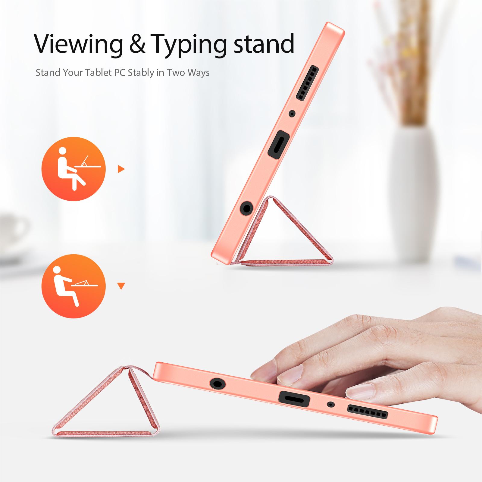 Samsung Galaxy Tab A11/Tab A9 DUX DUCIS Domo Series Tri-fold Stand PU Leather Cover - Pink - Image 7