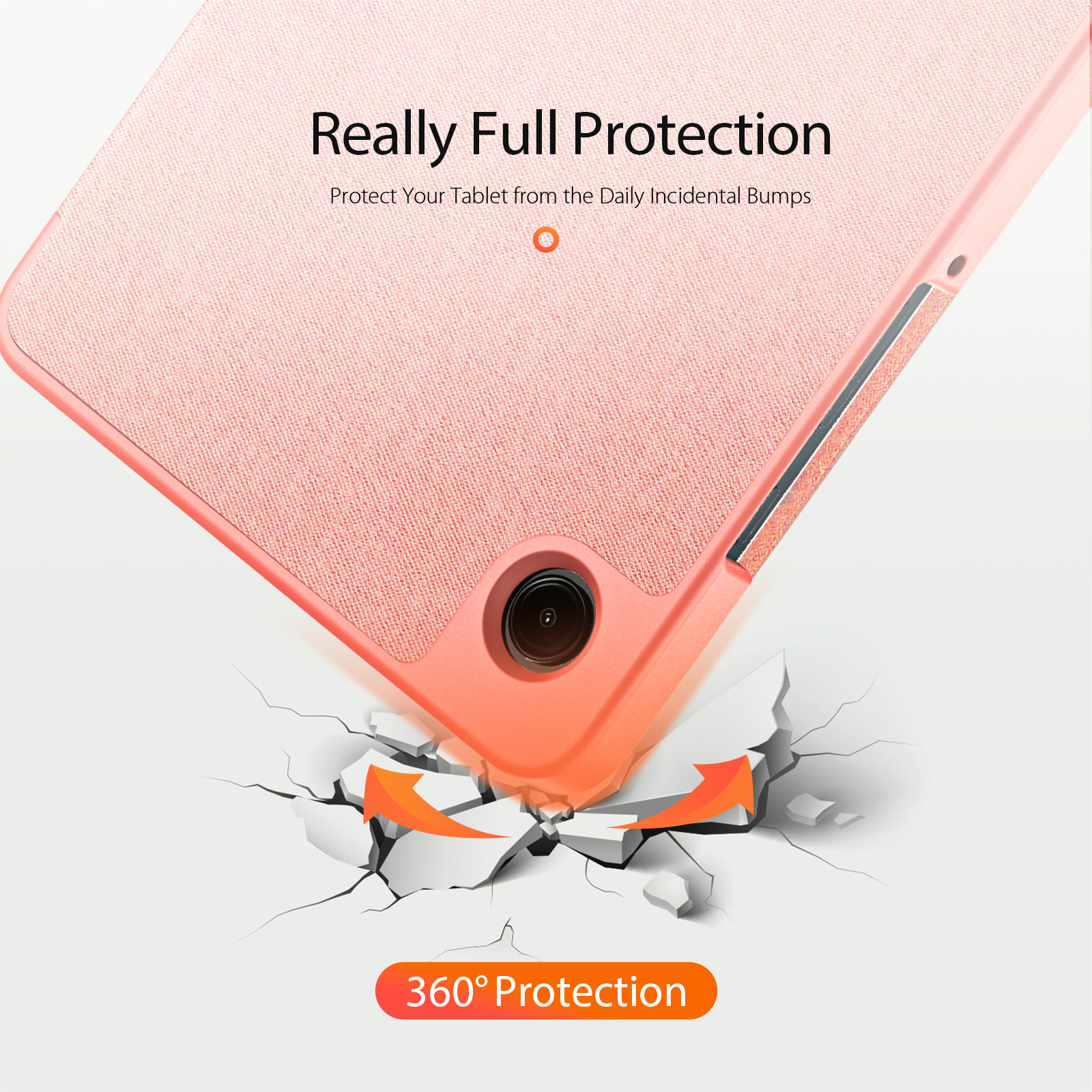 Samsung Galaxy Tab A11/Tab A9 DUX DUCIS Domo Series Tri-fold Stand PU Leather Cover - Pink - Image 3