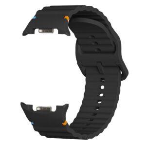 Samsung Galaxy Watch8 KALEBOL Silicone Watch Band 44mm/40mm/46mm Wave Strap – Black
