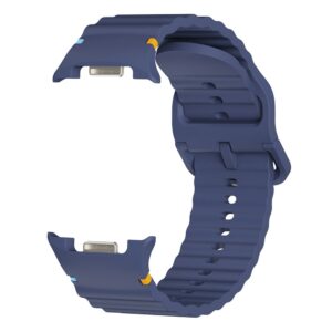 Samsung Galaxy Watch8 KALEBOL Silicone Watch Band 44mm/40mm/46mm Wave Strap – Midnight Blue