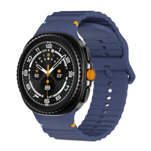 Samsung Galaxy Watch8 KALEBOL Silicone Watch Band 44mm/40mm/46mm Wave Strap – Midnight Blue