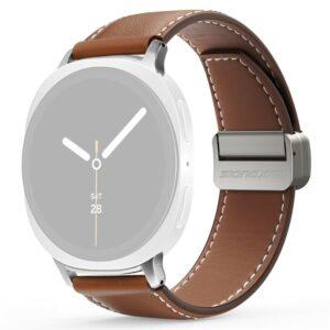 Samsung Galaxy Watch8 DUX DUCIS YA Series 46mm/44mm/40mm Genuine Leather Magnetic Strap – Brown