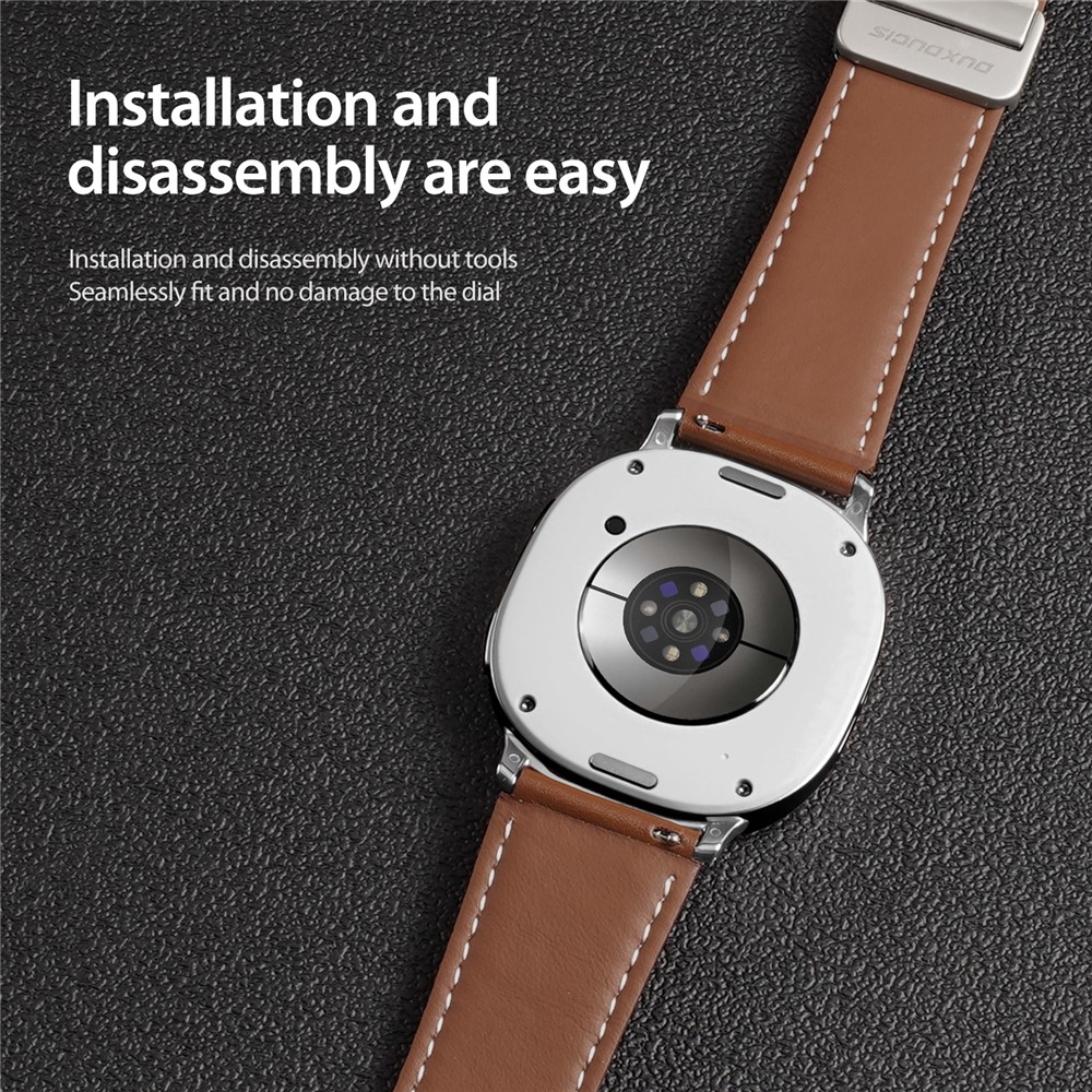 Samsung Galaxy Watch8 DUX DUCIS YA Series 46mm/44mm/40mm Genuine Leather Magnetic Strap - Brown - Image 10