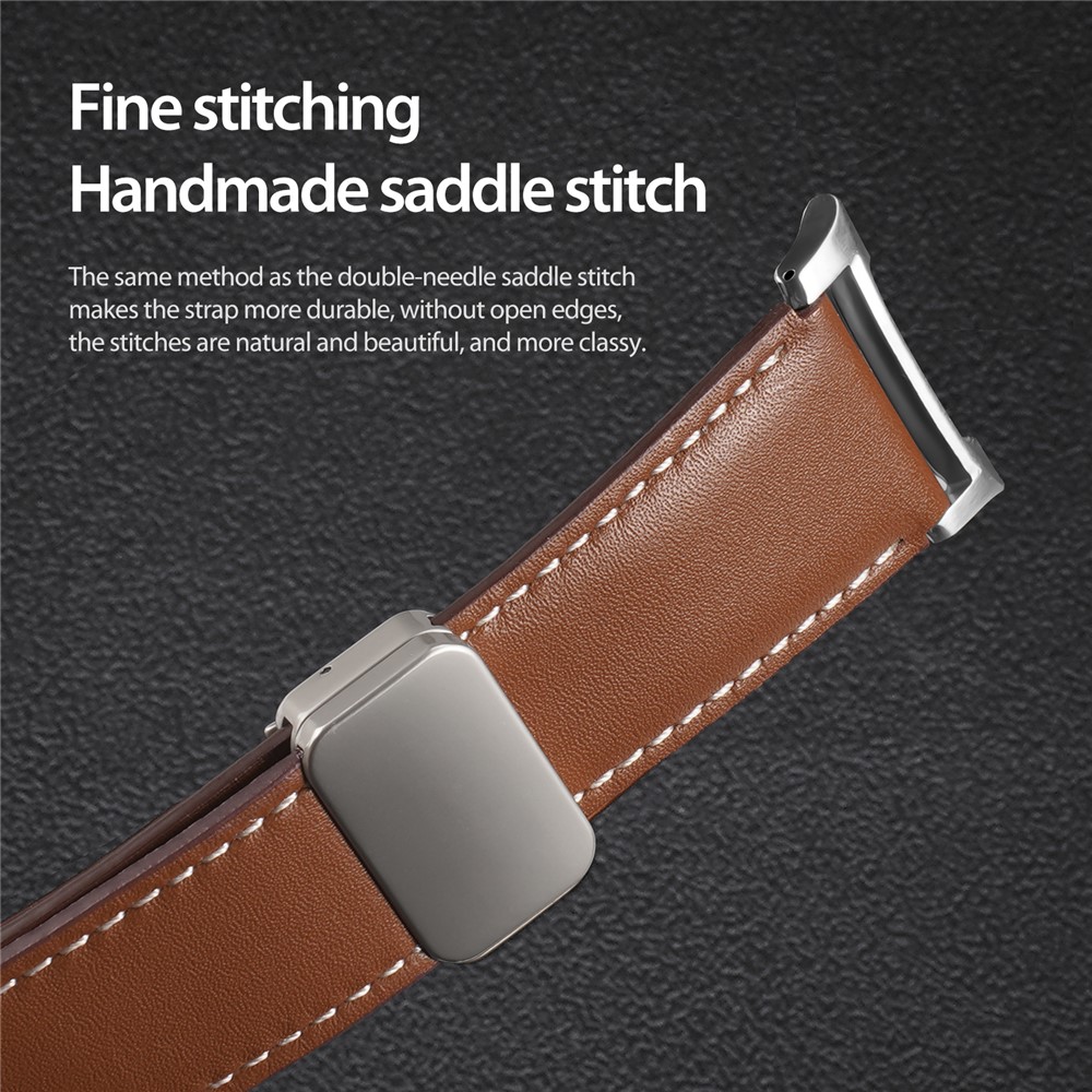 Samsung Galaxy Watch8 DUX DUCIS YA Series 46mm/44mm/40mm Genuine Leather Magnetic Strap - Brown - Image 2