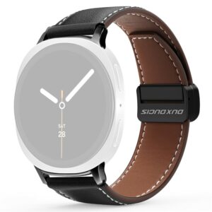 Samsung Galaxy Watch8 DUX DUCIS YA Series 46mm/44mm/40mm Genuine Leather Magnetic Strap – Black