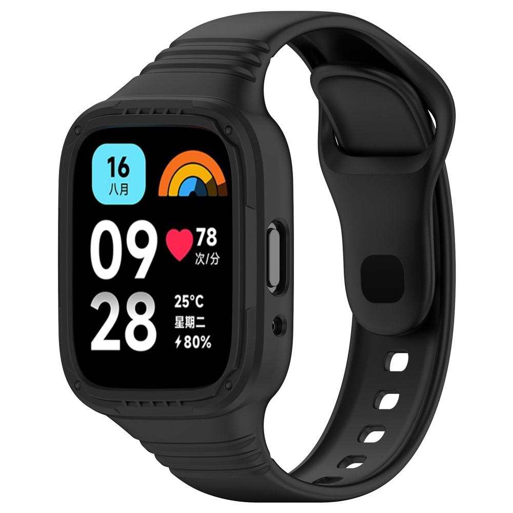 Xiaomi Redmi Watch 3 Active /3 Lite Silicone Watch Band with Protective Case - Black
