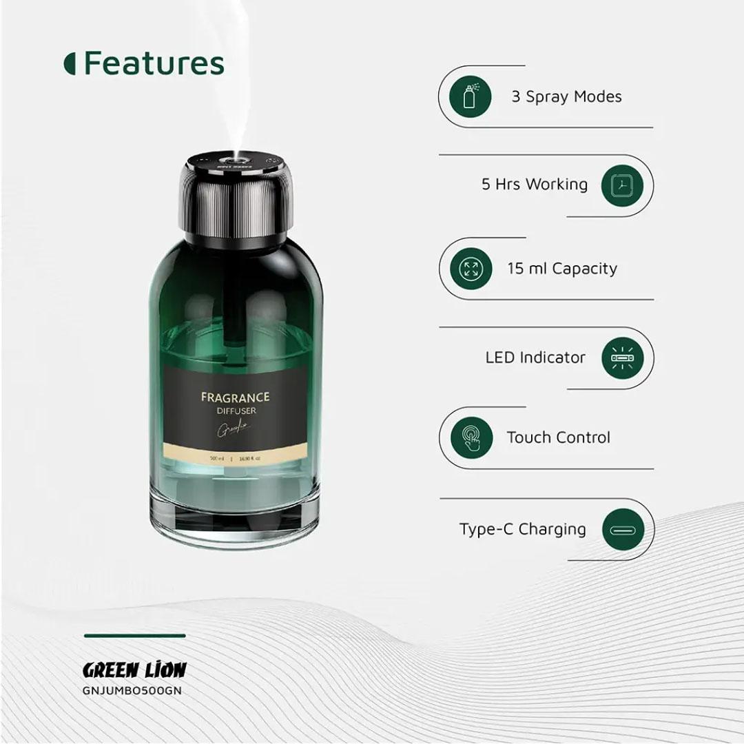 Green Lion Jumbo Fragrance Diffuser 500ml - Black (GNJUMBO500GN) - Image 3