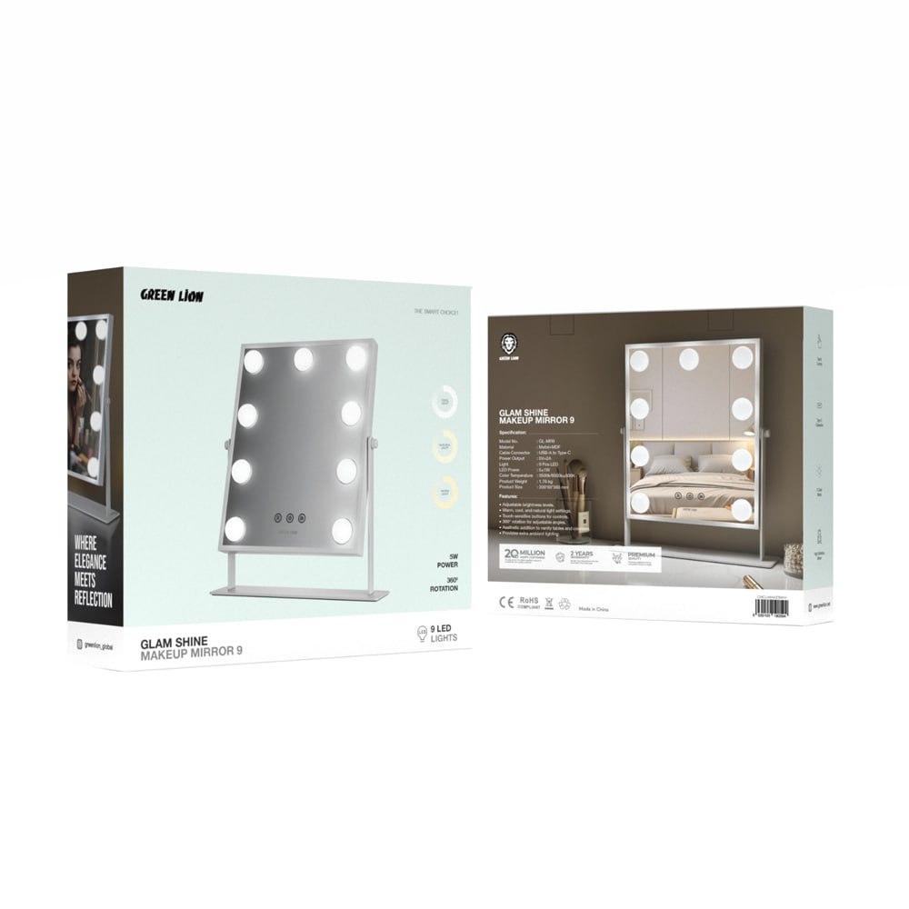 Green Lion Glam Shine Makeup Mirror 9 LED Lights - White(GNGLMAKE9WH) - Image 3