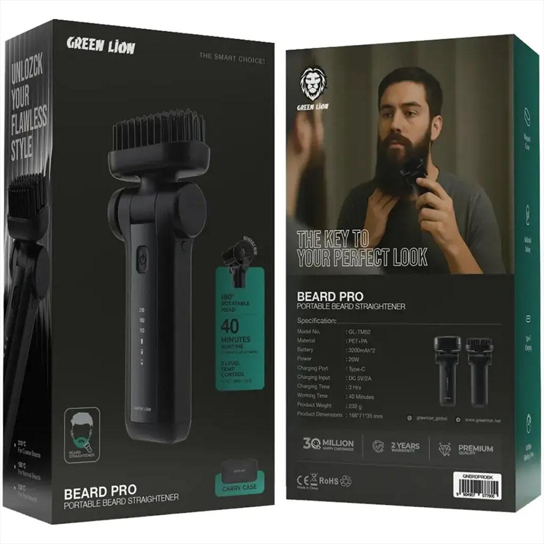 Green Lion Ultra Beard Pro Portable Beard Straightener - Black - Image 3