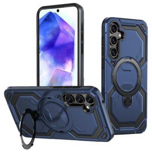 Samsung Galaxy A55 5G Magsafe Ring Kickstand PC + TPU Hybrid Cover – Blue