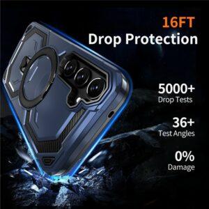 Samsung Galaxy A55 5G Magsafe Ring Kickstand PC + TPU Hybrid Cover – Blue