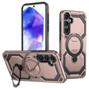 Samsung Galaxy A55 5G Magsafe Ring Kickstand PC + TPU Hybrid Cover – Rose Gold