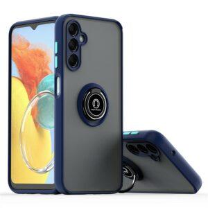 Samsung Galaxy A55 5G Ring Kickstand PC+TPU Magnetic Car Mount Cover -Sapphire/Sky Blue