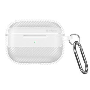 AirPods Pro 3 Carbon Fiber Texture TPU Protective Case with Hook - Transparent