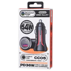 Remax CC05 54W PD 36W Zinc Alloy Car Charger – Black