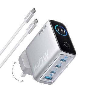 Anker Zolo Charger 140W 4-Ports PD 3.1 With USB-C Cable - Silver B2697k41