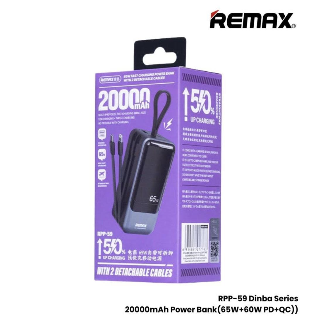 Remax RPP-59 65W+60W PD+QC 20000mAh Power Bank - Black - Image 4