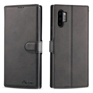 Samsung Galaxy Note 10 Plus AZNS Leather Wallet Shell Flip Cover – Black