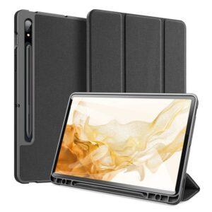 Samsung Tab S8/S7 DUX DUCIS Domo Series Tri-Fold Stand Flip Leather Cover - Black