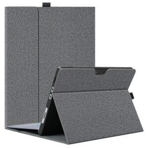 Microsoft Surface Pro 8 Folio Flip Cloth Texture TPU + Leather Cover - Gray