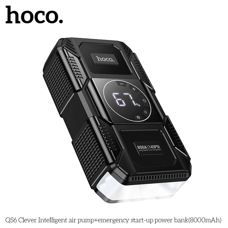 HOCO QS6 3-IN-1 Air Pump + Jump starter + Emergeny Light PowerBank (8000mAh)- Black - Image 3