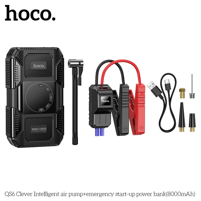 HOCO QS6 3-IN-1 Air Pump + Jump starter + Emergeny Light PowerBank (8000mAh)- Black - Image 6