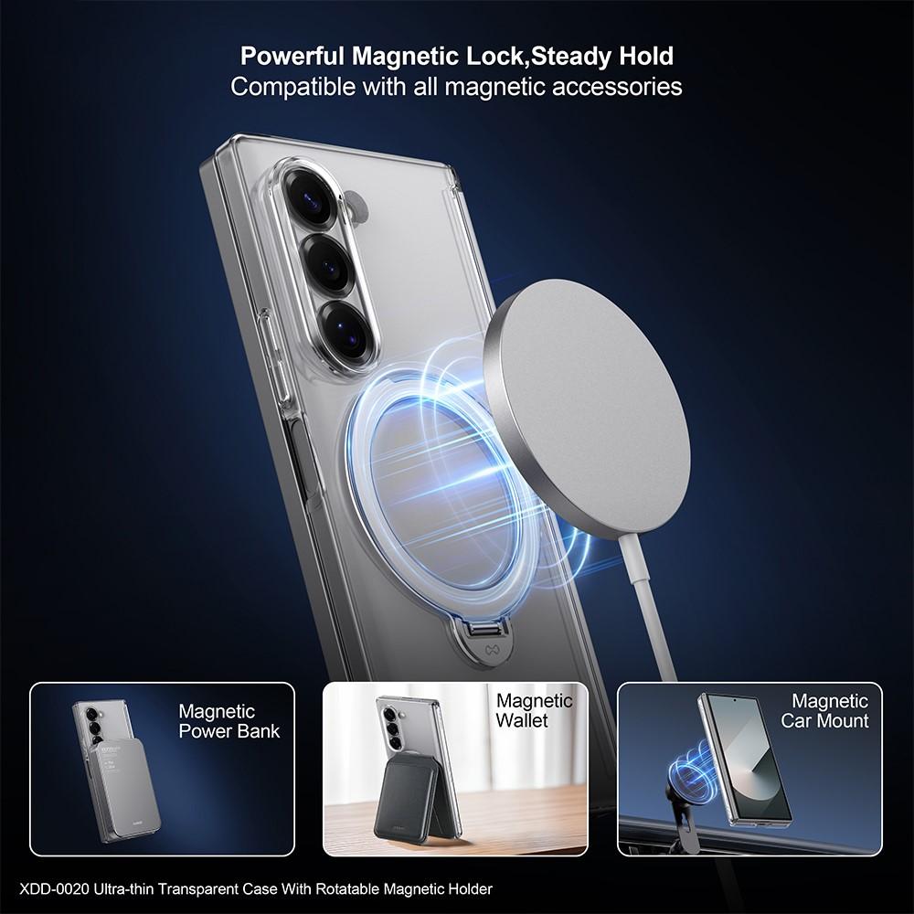 Samsung Galaxy Z Fold6 5G XUNDD Magsafe Kickstand PC Cover with Glass Protector - Clear - Image 3