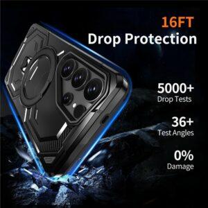 Samsung Galaxy S25 Ultra Magsafe Ring Kickstand PC+TPU Hybrid Cover – Black