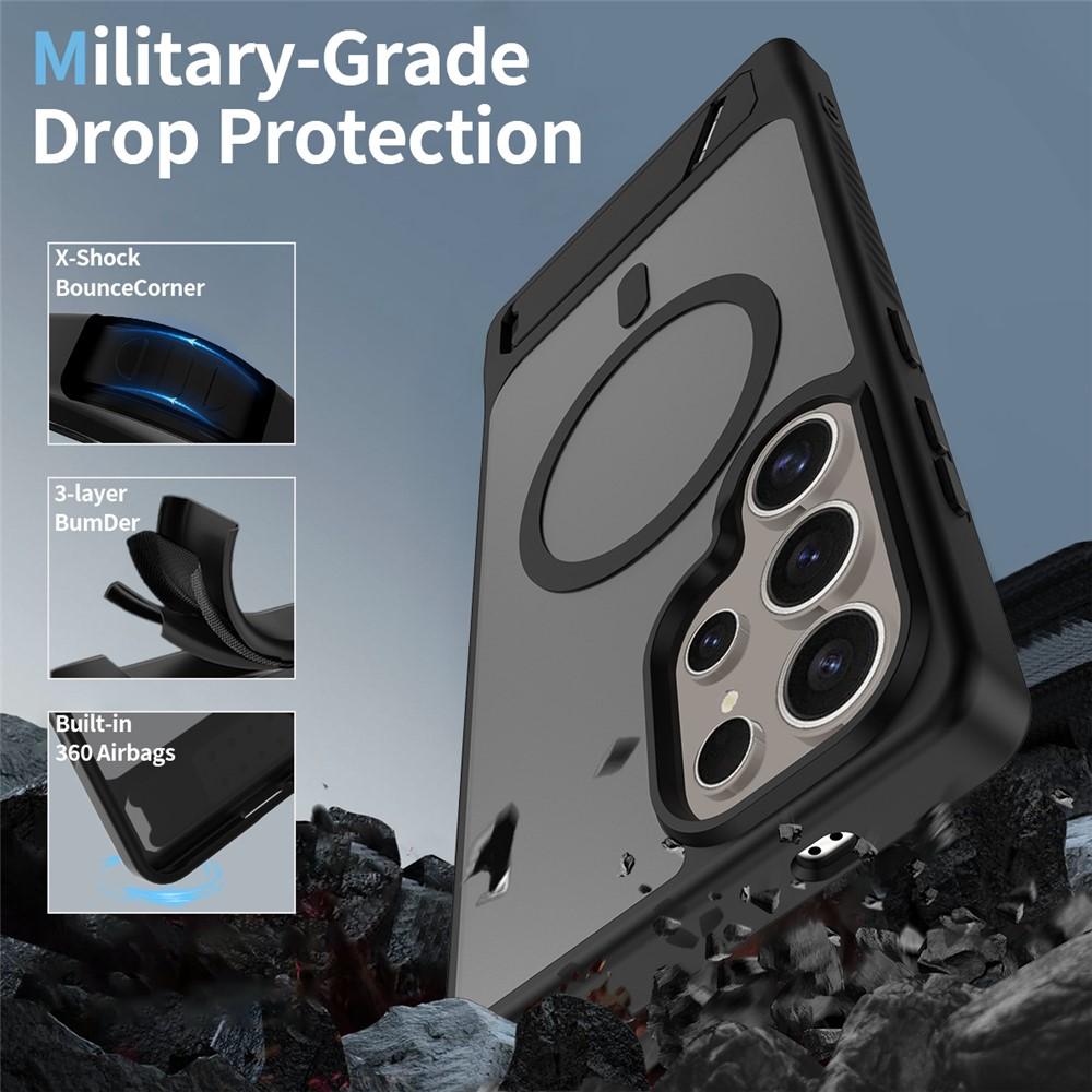 Samsung Galaxy S25 Ultra Magsafe Skin Feel PC + TPU Kickstand Cover - Black - Image 4