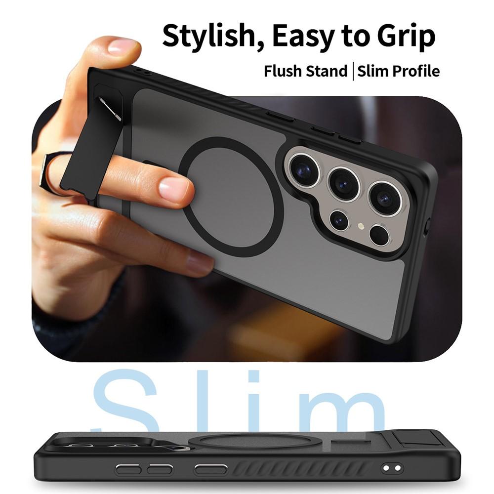 Samsung Galaxy S25 Ultra Magsafe Skin Feel PC + TPU Kickstand Cover - Black - Image 5