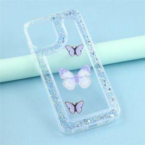 Samsung Galaxy A07 4G DIY Butterfly Glitter Epoxy Soft TPU Cover - Purple