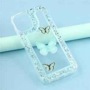 Samsung Galaxy A07 4G DIY Butterfly Glitter Epoxy Soft TPU Cover - Green