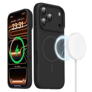 iPhone 17 Pro Max Magsafe Skin-Friendly Liquid Silicone + PC Cover – Black