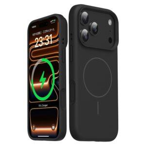 iPhone 17 Pro Max Magsafe Skin-Friendly Liquid Silicone + PC Cover - Black