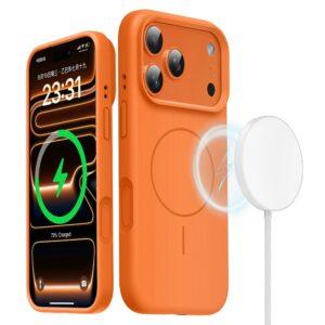 iPhone 17 Pro Max Magsafe Skin-Friendly Liquid Silicone + PC Cover – Orange