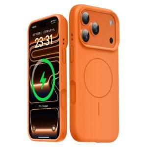 iPhone 17 Pro Max Magsafe Skin-Friendly Liquid Silicone + PC Cover - Orange