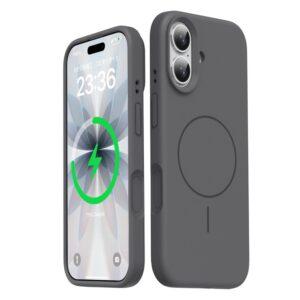 iPhone 17 Magsafe Skin-Friendly Liquid Silicone + PC Cover – Grey