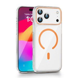 iPhone 17 Pro Max Clear Magsafe Hard PC Protective Cover – Orange