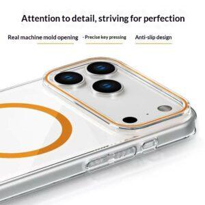 iPhone 17 Pro Max Clear Magsafe Hard PC Protective Cover – Orange